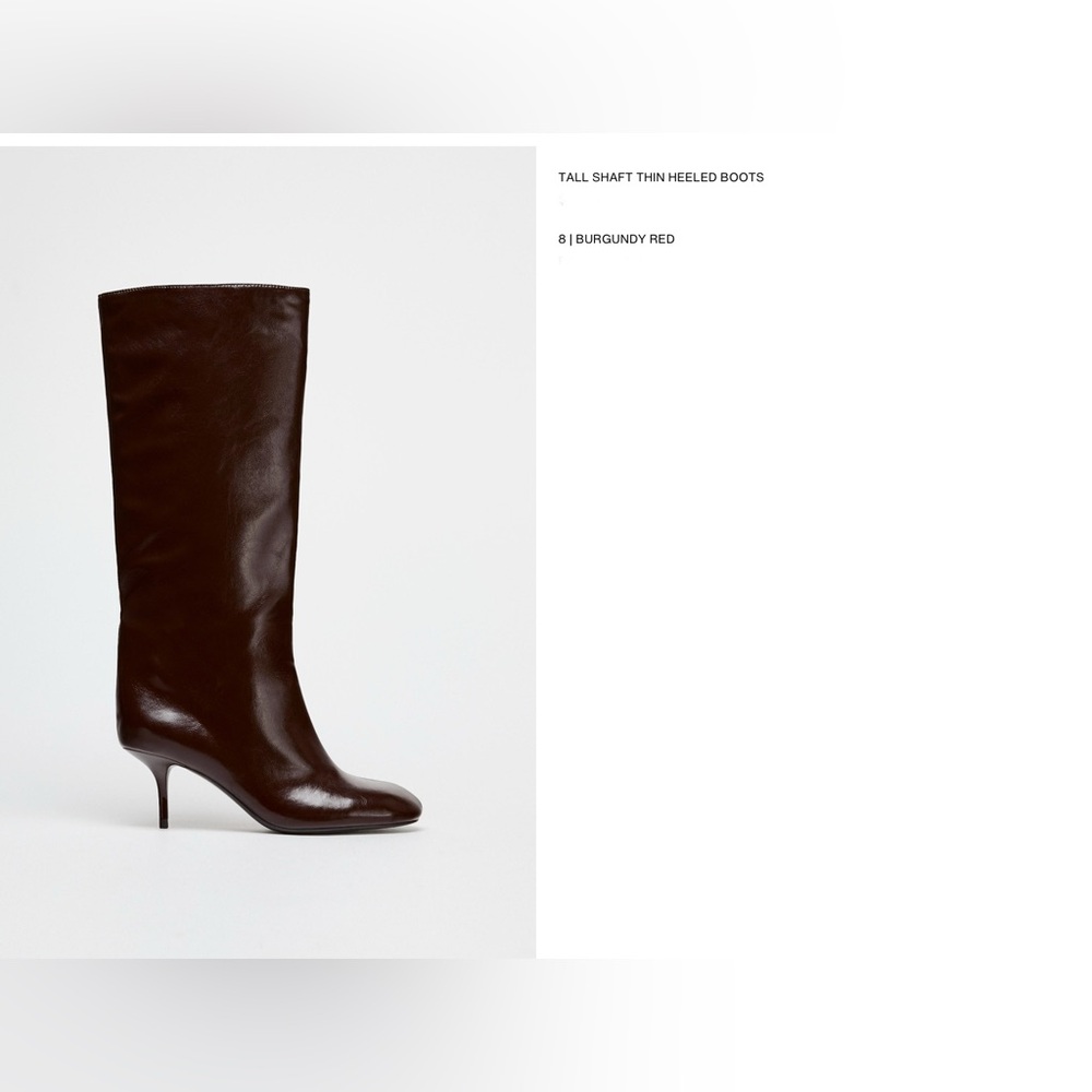 Zara Elegant burgundy, Stunning Tall Shaft Boots.NWT Size 8.